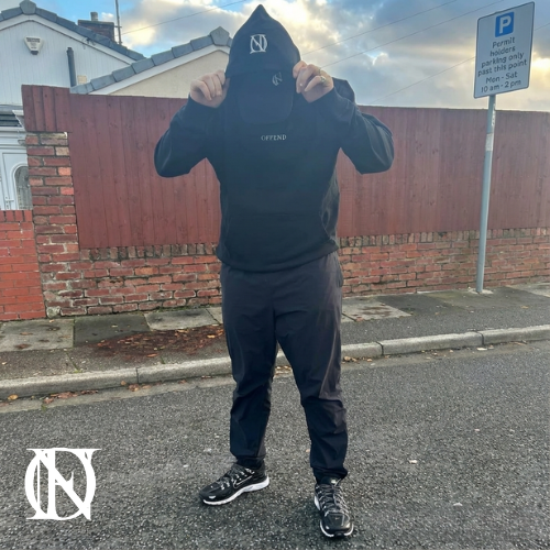 Black hoodie with 'OFFEND' text and OFFEND logo