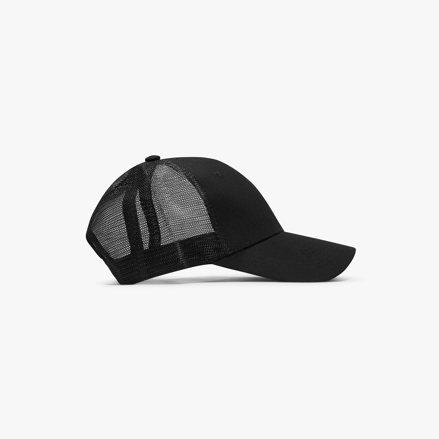 Side view of the 'OFFEND' mesh trucker cap