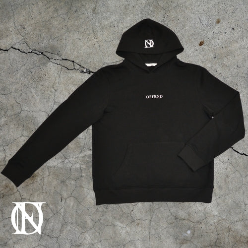 Black hoodie with 'OFFEND' text and OFFEND logo