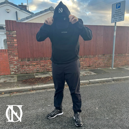 Black hoodie with 'OFFEND' text and OFFEND logo